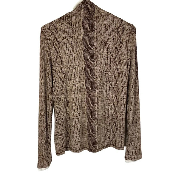 Worth Cableknit Print Pullover Turtleneck Top Womens Size Medium Brown Mockneck - Picture 2 of 10